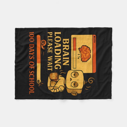Brain Loading Please Wait – Funny 100 Days Of Scho Fleece Deken (Voorkant (Horizontaal))