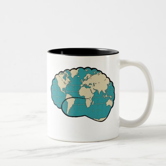 Brain Map of the World Tweekleurige Koffiemok (Rechts)