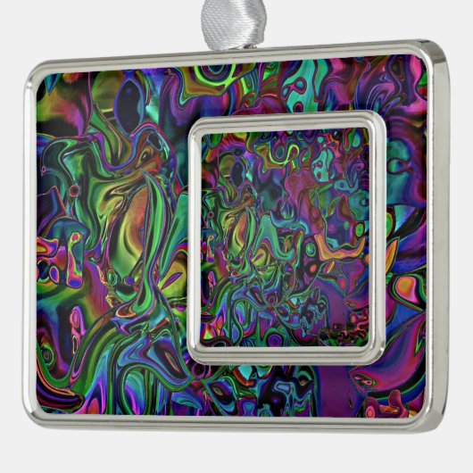 Brain Melt Verzilverd Omlijst Ornament (Links)