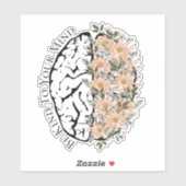 Brain met bloemen is aardig tegen je geest sticker (Vel)