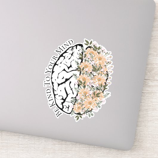 Brain met bloemen is aardig tegen je geest sticker (Detail)