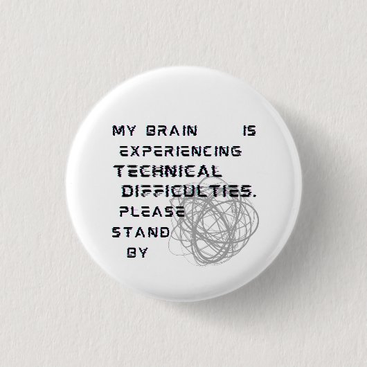 Brain Mist Knop Fibromyalgie Speld Badge Ronde Button 3,2 Cm (Voorkant)