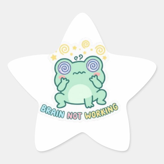 Brain Not Working Frog Sticker Cute Confused Frog  (Voorkant)