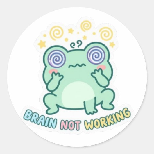 Brain Not Working Frog Sticker Cute Confused Frog  (Voorkant)