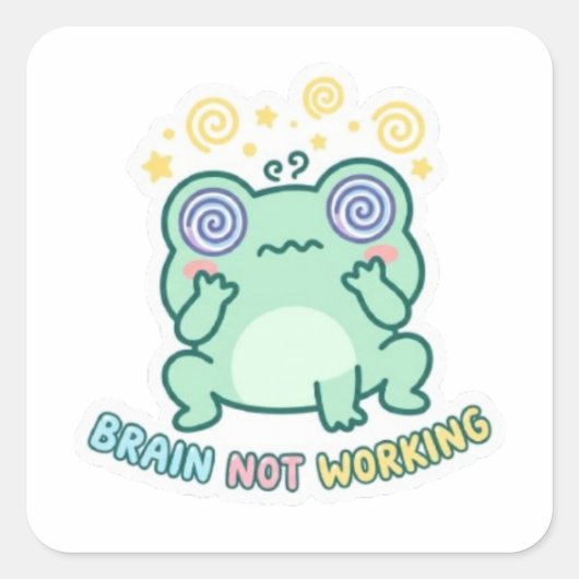 Brain Not Working Frog Sticker Cute Confused Frog  (Voorkant)