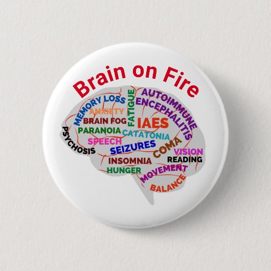 Brain on Fire Autoimmune Encephalitis Pin Ronde Button 5,7 Cm (Voorkant)
