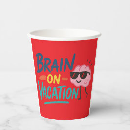 Brain on Vacation 8oz Paper Cup | Funny Retro Papieren Bekers