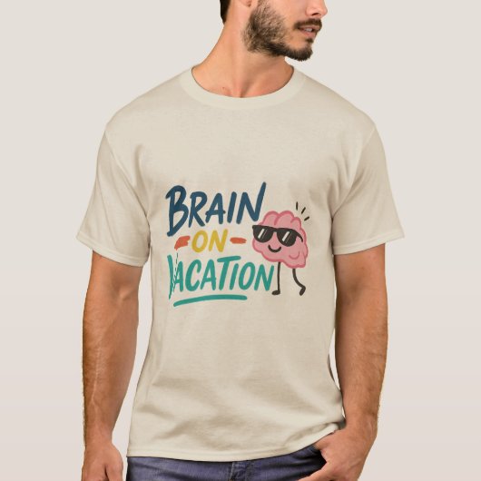 Brain on Vacation Men’s Basic T-Shirt | Funny Chil (Voorkant)