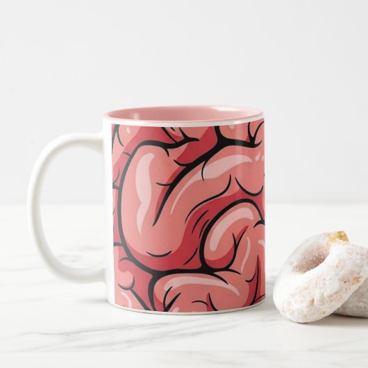 Brain Pattern Coffee Mug Tweekleurige Koffiemok (Met donut)