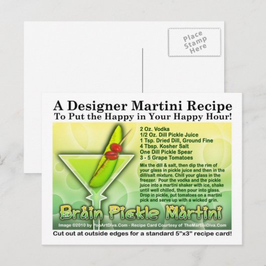 Brain Pickle Halloween Martini Recept Briefkaart (Voorkant / Achterkant)