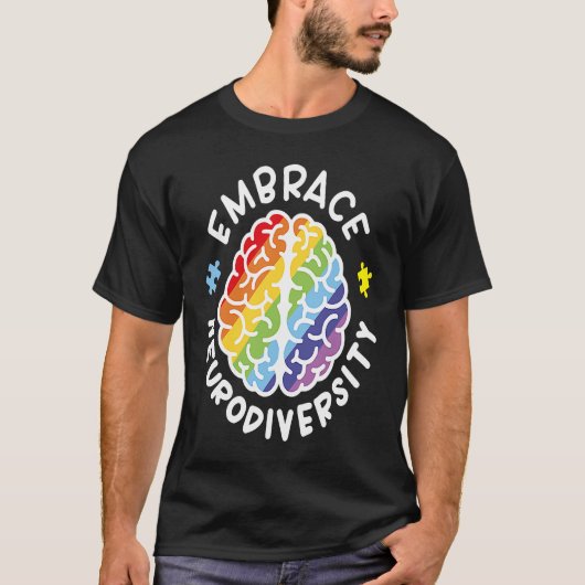 Brain Puzzle Piece Autisme Awareness Embrace Neuro T-shirt (Voorkant)
