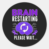 Brain Restarting - Epilepsy Purple Ribbon Men Ronde Sticker (Voorkant)