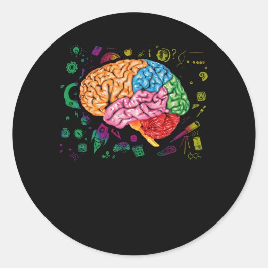 Brain Science And Art Neuroscience Neurologist Ronde Sticker (Voorkant)