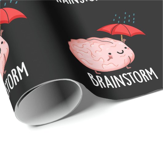 Brain Storm Funny Anatomy Pun Dark BG Cadeaupapier (Rol Hoek)