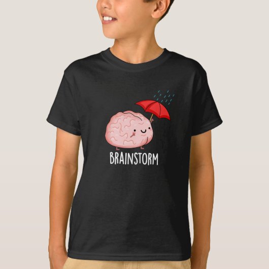 Brain Storm Funny Anatomy Pun Dark BG T-shirt (Voorkant)