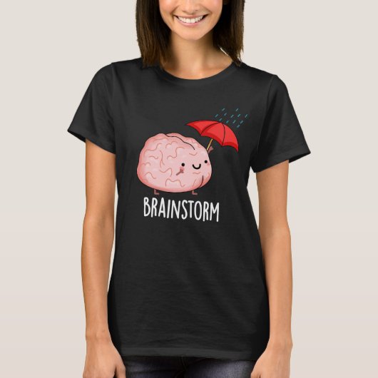 Brain Storm Funny Anatomy Pun Dark BG T-shirt (Voorkant)