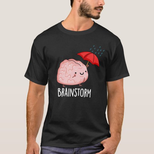 Brain Storm Funny Anatomy Pun Dark BG T-shirt (Voorkant)