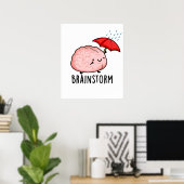 Brain Storm Funny Anatomy Pun Poster (Thuiskantoor)