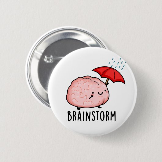 Brain Storm Funny Anatomy Pun Ronde Button 5,7 Cm (Voorkant /achterkant)
