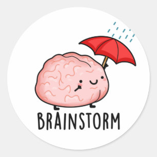 Brain Storm Funny Anatomy Pun Ronde Sticker