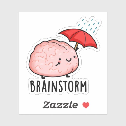 Brain Storm Funny Anatomy Pun Sticker (Vel)