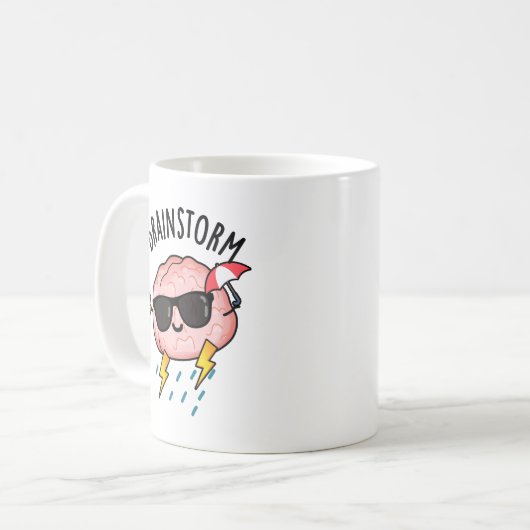 Brain Storm Funny Weather Pun Koffiemok (Voorkant links)