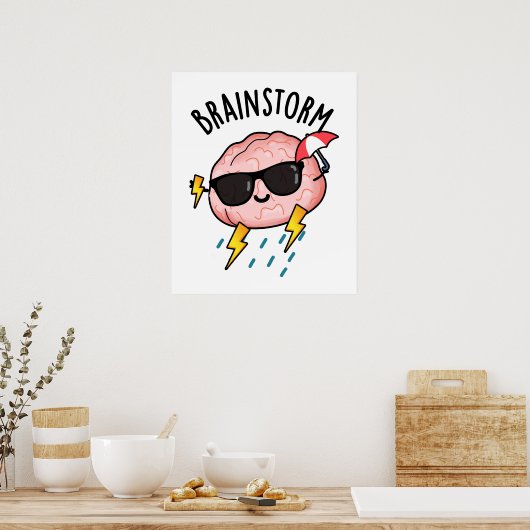 Brain Storm Funny Weather Pun Poster (Keuken)
