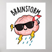 Brain Storm Funny Weather Pun Poster (Voorkant)