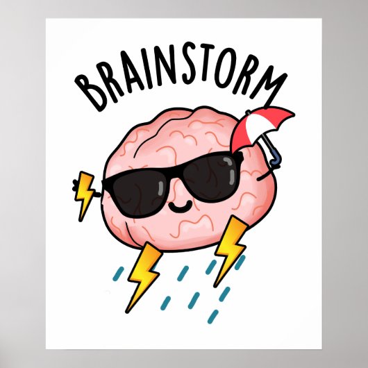 Brain Storm Funny Weather Pun Poster (Voorkant)