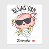 Brain Storm Funny Weather Pun Sticker (Vel)