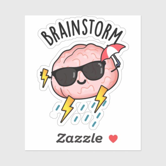 Brain Storm Funny Weather Pun Sticker (Vel)