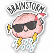 Brain Storm Funny Weather Pun Sticker (Voorkant)