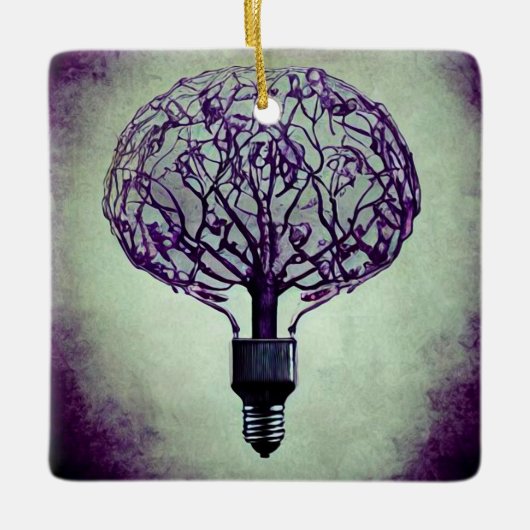 Brain Tree Lightbulb Keramisch Ornament (Voorkant)