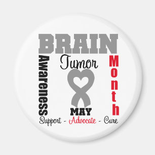 Brain Tumor Awareness Month Heart Ribbon Magneet