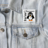 Brain Tumor Awareness Penguin Vierkante Button 5,1 Cm (In situ)