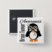 Brain Tumor Awareness Penguin Vierkante Button 5,1 Cm (Voorkant /achterkant)