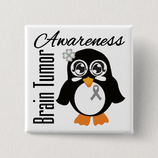 Brain Tumor Awareness Penguin Vierkante Button 5,1 Cm