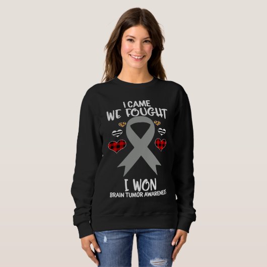 Brain Tumor Awareness Ribbon I Came We Fought I Wo Trui (Voorkant volledig)
