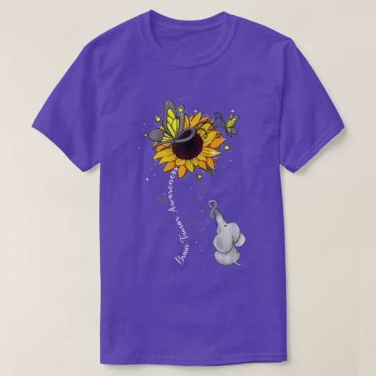Brain Tumor Awareness Sunflower Elephant Mannen Vr T-shirt (Design voorkant)