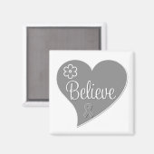 Brain Tumor Believe Grey Heart Magneet (Voorkant / Achterkant)