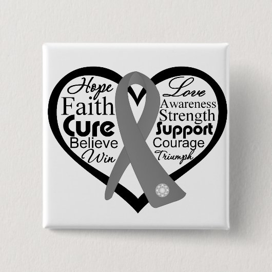 Brain Tumor Heart Ribbon Collage Vierkante Button 5,1 Cm (Voorkant)