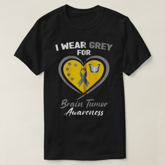 Brain Tumor I Draag grijs voor Brain Tumor Awarene T-shirt (Design voorkant)