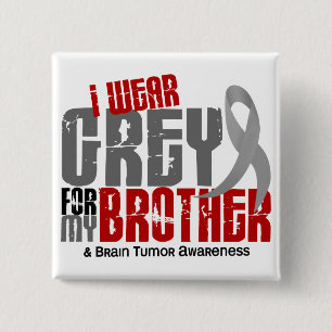 Brain Tumor I Draag grijs voor mijn broer 6.2 Vierkante Button 5,1 Cm