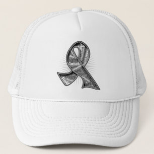 Brain Tumor Slogan Watermark Ribbon Trucker Pet