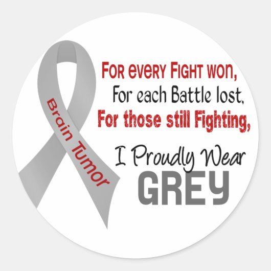 Brain Tumor voor elke... ik Draag trots grijs 1 Ronde Sticker (Voorkant)