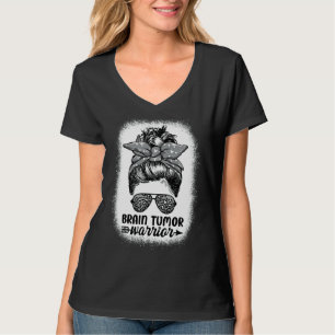 Brain Tumor Warrior Messy Bun Women Brain Tumor A T-shirt