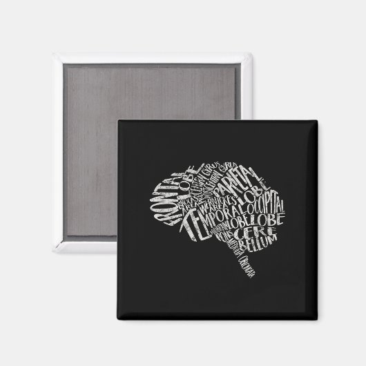 Brain Typografie RN Neurowetenschap Magneet (Voorkant / Achterkant)