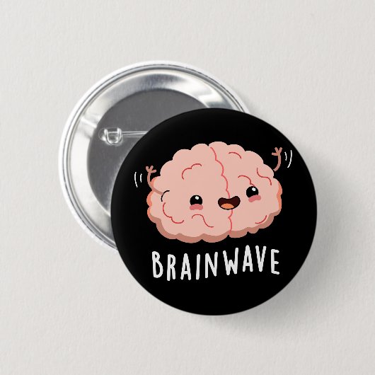 Brain Wave Funny Anatomy Pun Dark BG Ronde Button 5,7 Cm (Voorkant /achterkant)