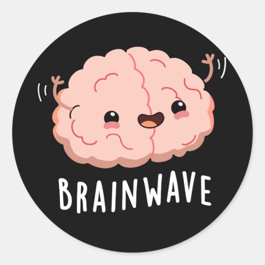 Brain Wave Funny Anatomy Pun Dark BG Ronde Sticker (Voorkant)
