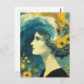 Brain Waves and flowers Collage Briefkaart (Voorkant / Achterkant)